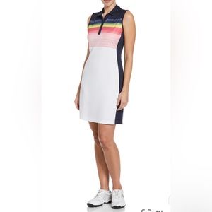 NWT Womens Abstract Gradient Print Color Block Golf Dress XL
